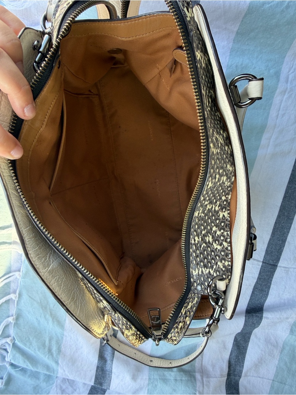Coach Chalk Pebbled Leather Satchel with Removable Strap - Picture 15 of 17